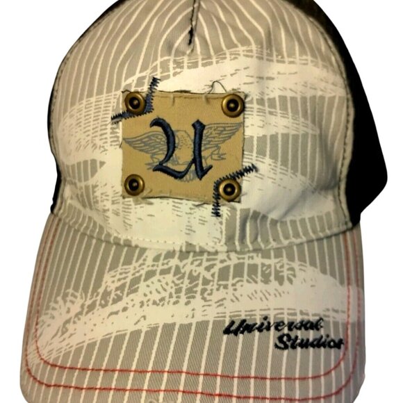 Universal Studios Cap Hat Gray Stripe Mesh Snap Back Florida Park Distressed - Picture 3 of 16